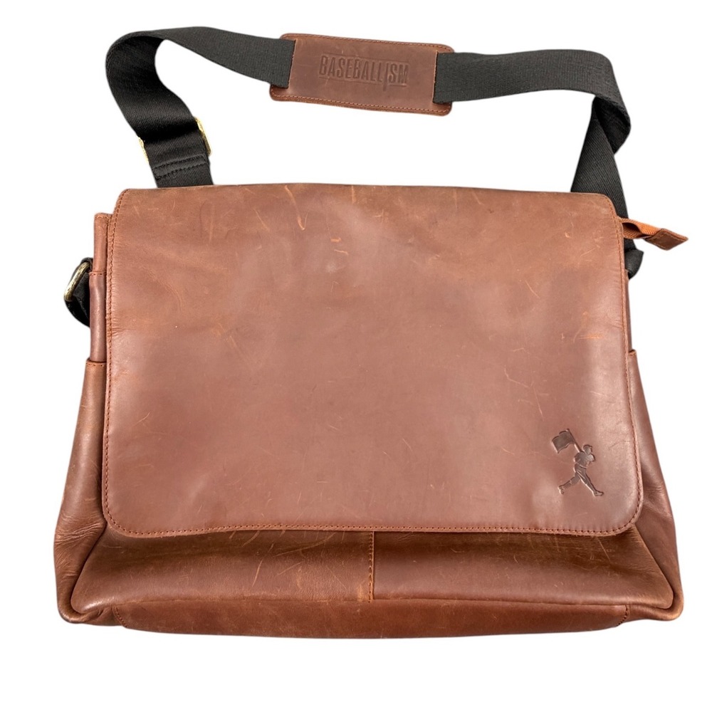 Baseballism Mens Messenger Bag Brown Glove Leather Laptop Satchel Crossbody Case